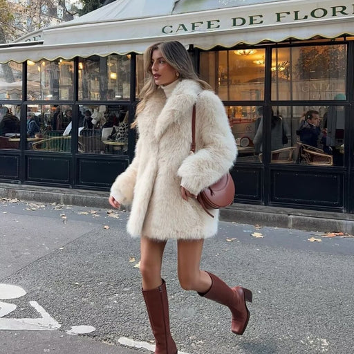 Manteau en Fourrure Mi-Long Fashion Ample