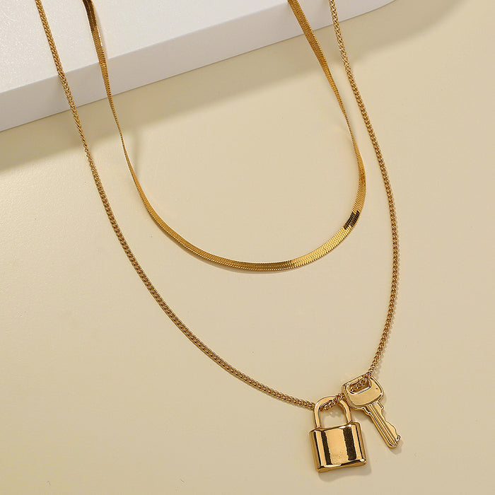 Collier de verrouillage de saint-valentin multicouche, collier multicouche en métal personnalisé pour femme, bricolage