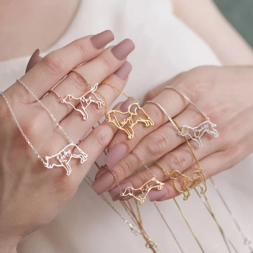 Pendentif personnalisé en forme d'animal de compagnie, colliers en acier inoxydable pour femmes, collier de chat personnalisé, mémorial d'animal pour amoureux des animaux de compagnie
