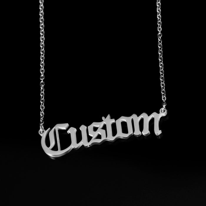 Colliers personnalisés avec nom anglais Antique pour femmes, couleur or argent, chaîne en acier inoxydable, pendentif, bijoux