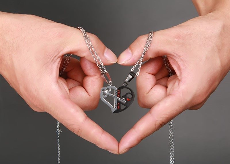 Ensemble de colliers avec pendentif d'amour, cadeaux de saint-valentin, chaîne en acier inoxydable