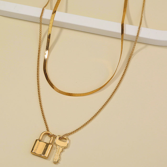 Collier de verrouillage de saint-valentin multicouche, collier multicouche en métal personnalisé pour femme, bricolage