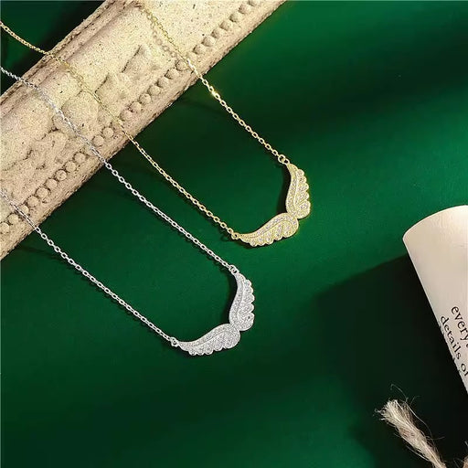 S925 argent Sterling zircon cubique ailes d'ange pendentif colliers femmes en argent Sterling 925 clavicule chaîne colliers bijoux