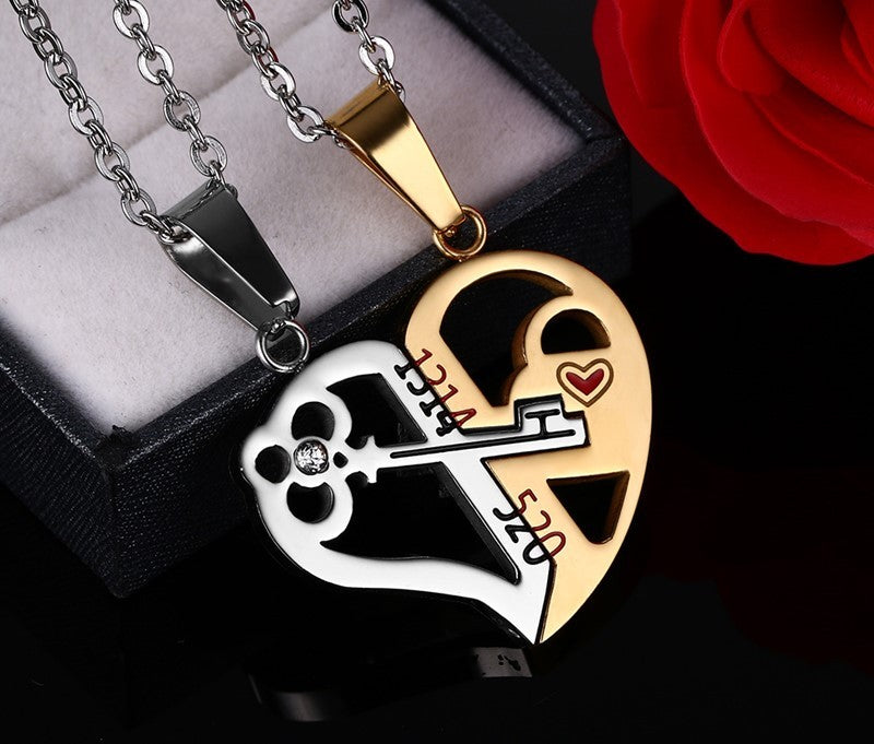 Ensemble de colliers avec pendentif d'amour, cadeaux de saint-valentin, chaîne en acier inoxydable
