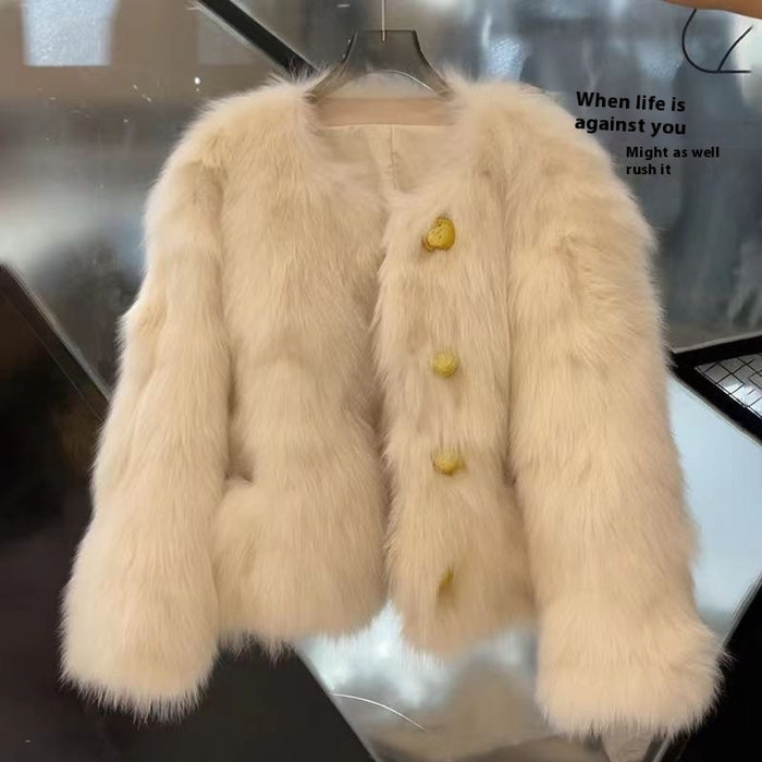 Short thick fur coat