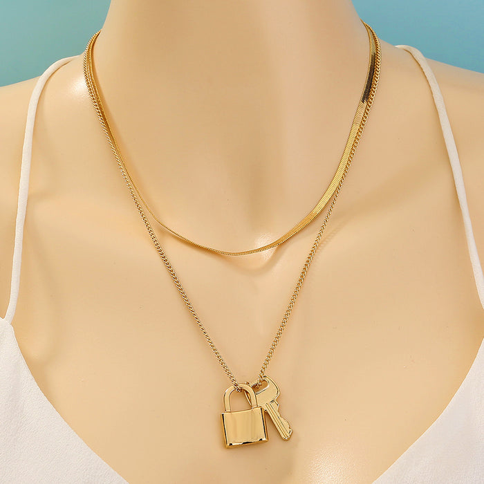 Collier de verrouillage de saint-valentin multicouche, collier multicouche en métal personnalisé pour femme, bricolage