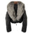 Manteau Court Épais en Duvet avec Col en Fourrure de Renard