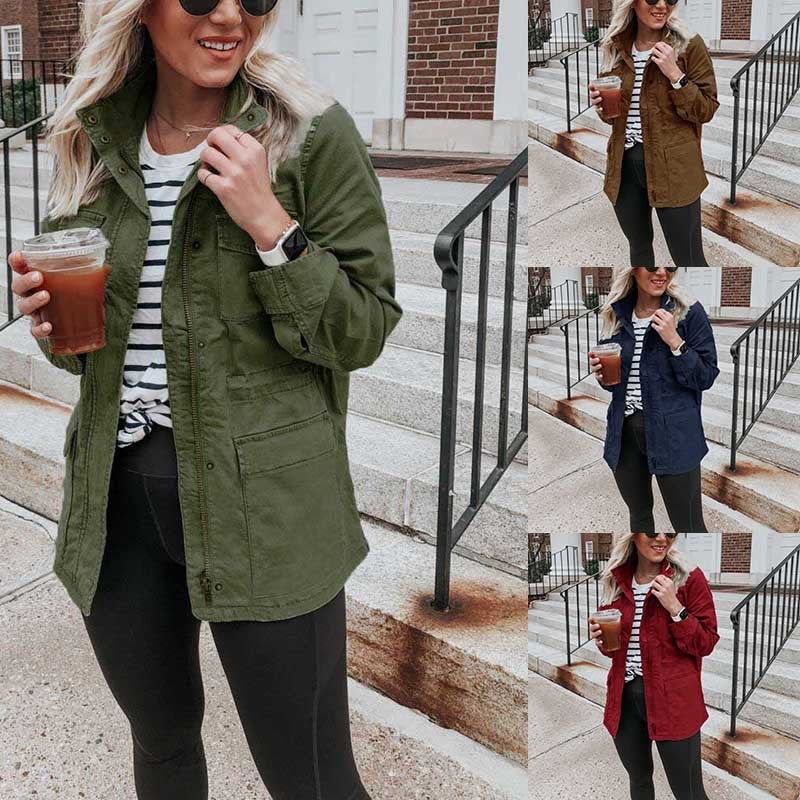 Veste Femme à Zip avec Poches - Couleur Unie