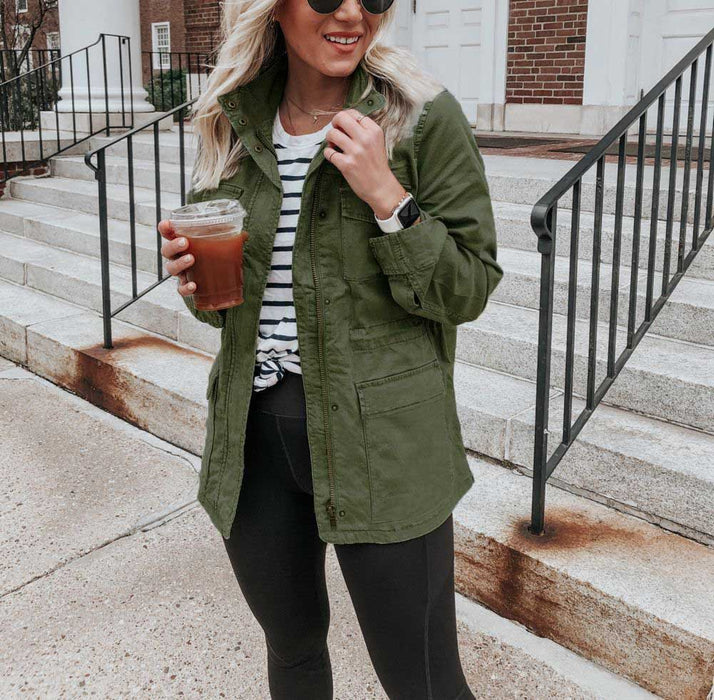 Veste Femme à Zip avec Poches - Couleur Unie