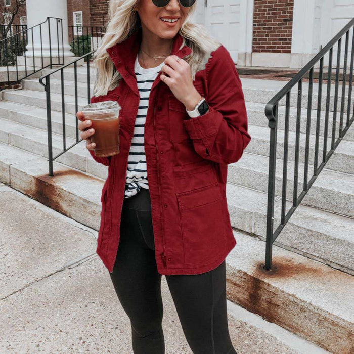 Veste Femme à Zip avec Poches - Couleur Unie