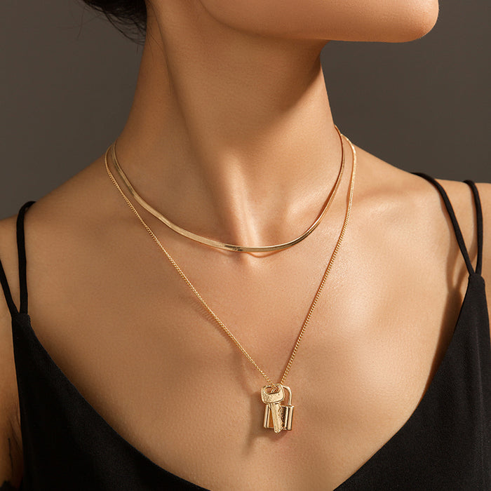 Collier de verrouillage de saint-valentin multicouche, collier multicouche en métal personnalisé pour femme, bricolage