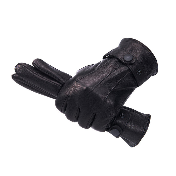 Thick Faux Leather Motorcycle Glove with Fleece Lining