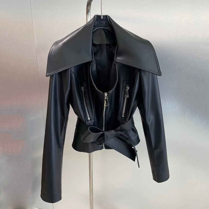 Veste en Cuir de Mouton de Style Hongkongais