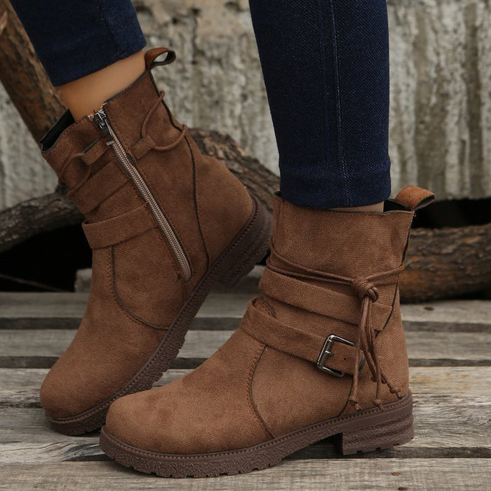 Bottes à Talon Carré avec Boucle